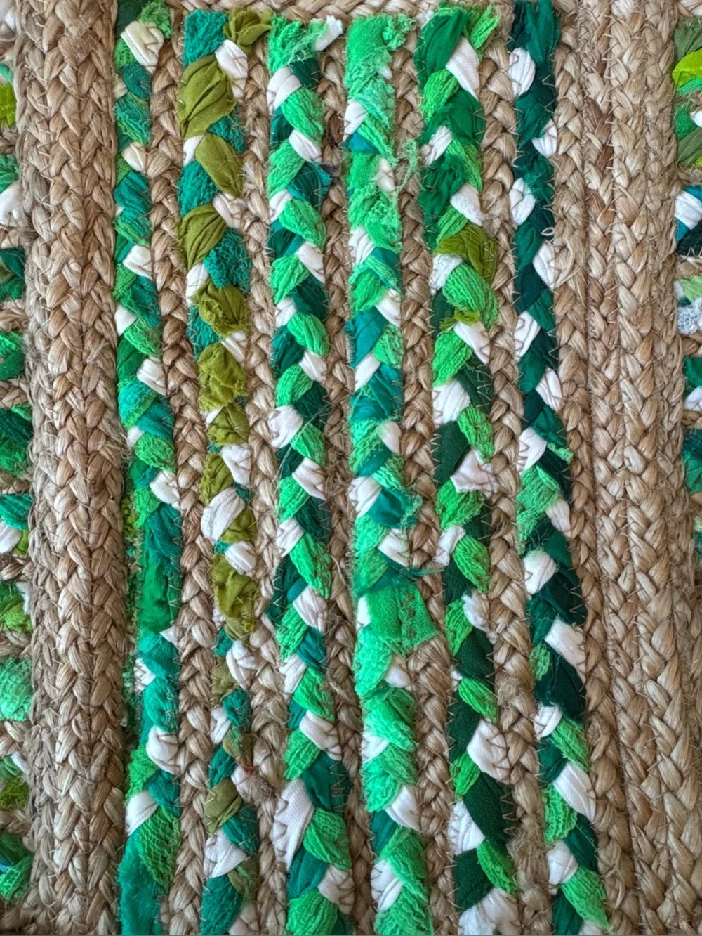 Natural and Handmade Jute Green Beige Shoulder Handbag - Tote Bag (NWT)